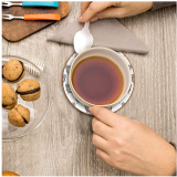 Leather round Coasters for Drinks Grey Alarm Clock Print for Protect Furniture, Heat Resistant, Kitchen Bar Decoration