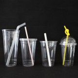 12oz 14oz 16oz 20oz 24oz Disposable PLA PET Plastic Cup with flat Lid and Dome Lid for Cold drink