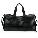 Wholesale fashion business men cowhide leather duffle bag weekend travel gym luggage bag with independent shoes compartment