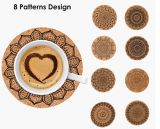 2021 hot sale cork wood Coasters Set Of 6pcs Own Design Absorbent Coaster For Drinks