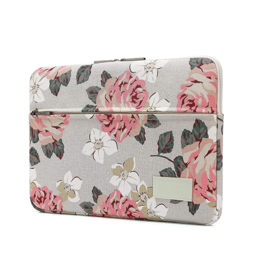 Waterproof shockproof Pink Rose Pattern 13 inch Canvas Laptop Sleeve 13.3 inch Laptop Sleeve  Bags For Macbook Pro