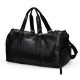 Wholesale fashion business men cowhide leather duffle bag weekend travel gym luggage bag with independent shoes compartment