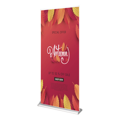 best price retractable horizontal plastic advertising banner stand roll up display