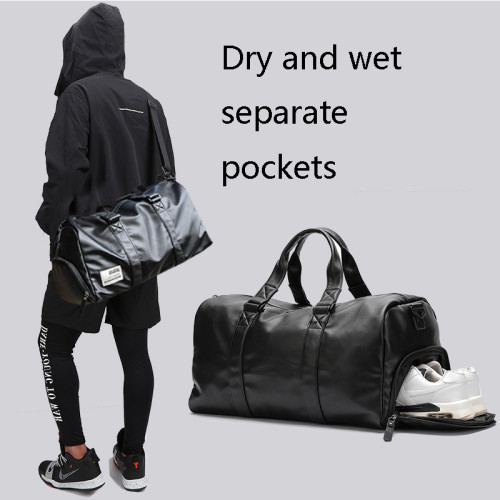 Wholesale fashion business men cowhide leather duffle bag weekend travel gym luggage bag with independent shoes compartment