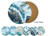 Coasters for Drinks with Holder,  Absorbent Coaster Sets of 6 Marble Ceramic Coaster with Cork Back for Home Decoration