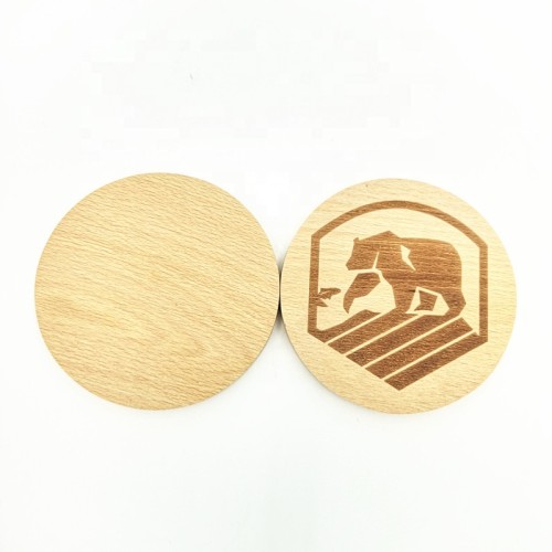 Natural wood coasters with round edge 4 inches custom set