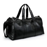 Wholesale fashion business men cowhide leather duffle bag weekend travel gym luggage bag with independent shoes compartment