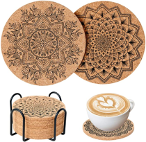 2021 hot sale cork wood Coasters Set Of 6pcs Own Design Absorbent Coaster For Drinks