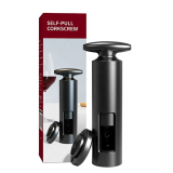 Multifunctional Wine Corkscrew Black Self Pulling Corkscrew Wine Bottle Opener Set with Foil Cutter