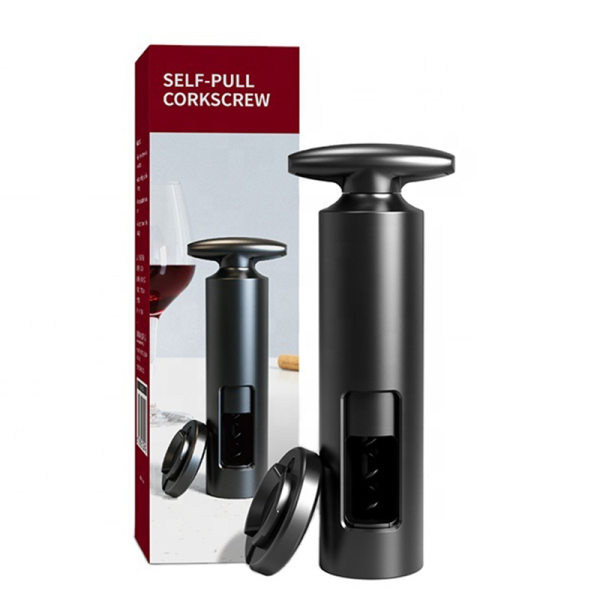 Multifunctional Wine Corkscrew Black Self Pulling Corkscrew Wine Bottle Opener Set with Foil Cutter
