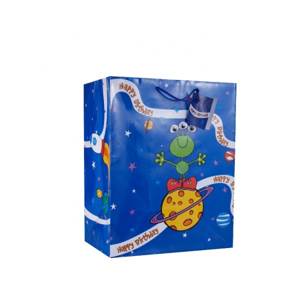 Blue High-end custom Printed Logo packaging gift bags Wholesale shopping paper bag