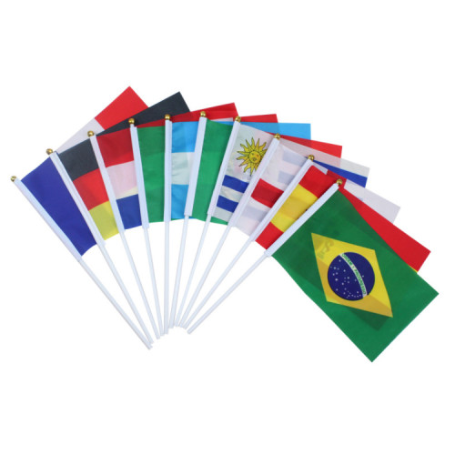 high quality custom shaking country held rainbow wave pole hand flags