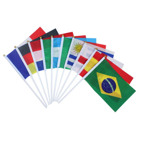 high quality custom shaking country held rainbow wave pole hand flags