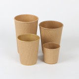 16oz kraft ripple wall paper cup disposable cup with lid for hot coffee