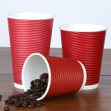 wholesale custom logo printed corrugated kraft paper coffee cups for hot coffee with lid