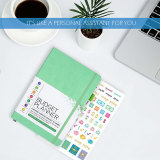 Custom A5 Pu Leather Hardcover Money Budget Planner Notebook with Stickers