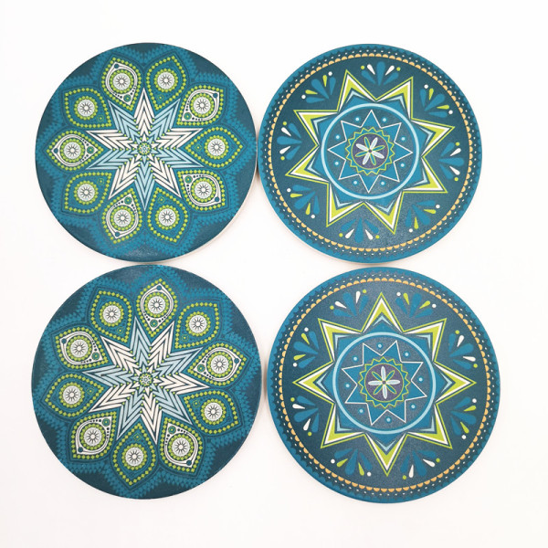Moisture Absorbing Stone Coasters with Cork Base