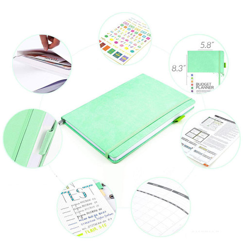 Custom A5 Pu Leather Hardcover Money Budget Planner Notebook with Stickers