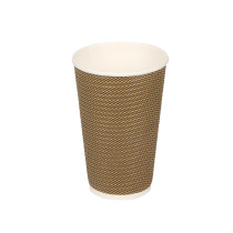 recycled eco-friendly brown ripple wall 16oz paper cup with cover custom printed
