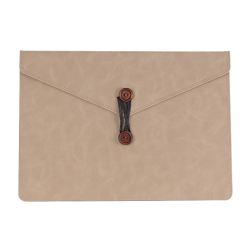 New arrival Wooden buckle computer sleeve Envelope briefcase bag PU Laptop Sleeves for MacBook