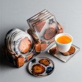Creative Resin Wood Coasters Housewarming Gift for New House Apartment Creative Modern Style Bar Coasters