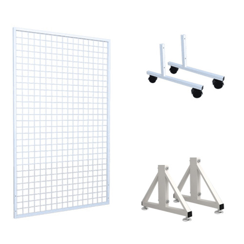 free standing hanging things black metal wire grid mesh wall panel display racks stand