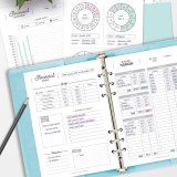 Custom Loose Leaf A5 Pu Leather Bill Budget Binder Planner with Cash Envelopes