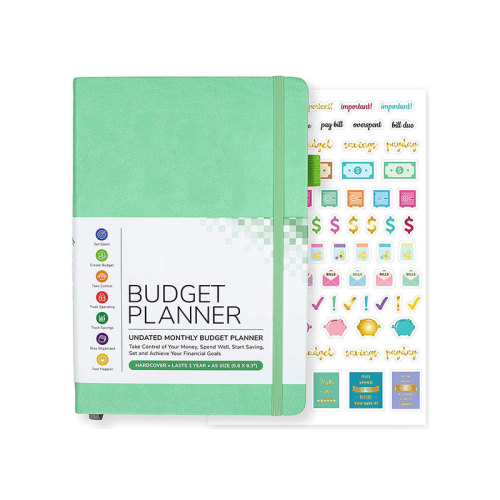 Custom A5 Pu Leather Hardcover Money Budget Planner Notebook with Stickers