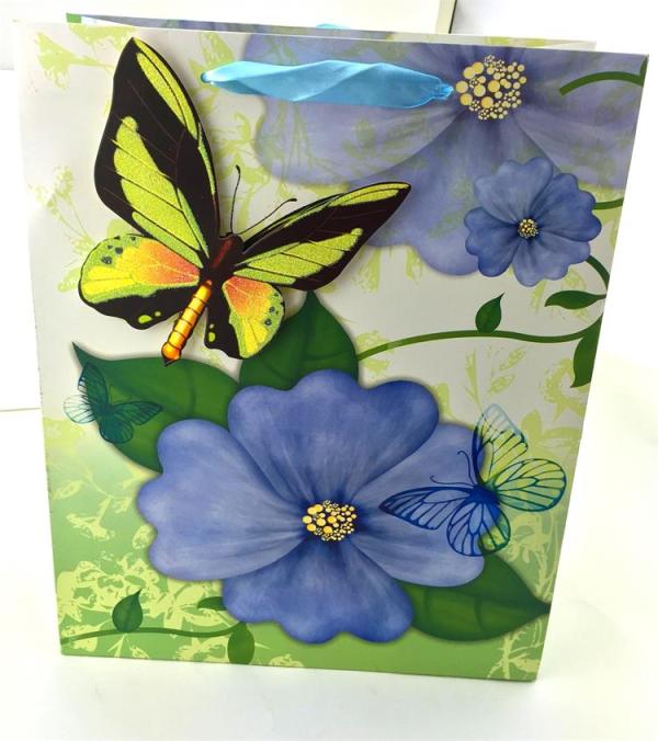 Flower Gift bag colorful butterfly gift bags Factory Price with 157 / 170/ 190 / 210 g art paper for season holidays