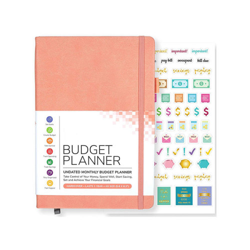 Custom A5 Pu Leather Hardcover Budget Planner with Stickers