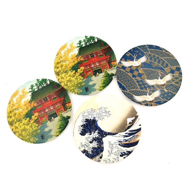 Round ceramic absorbent stone coaster