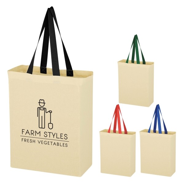Custom silk screen printing natural 5 oz. cotton canvas grocery tote bag