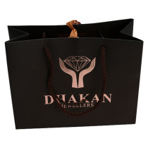 Luxury personalized style customizable size black kraft paper bag with gold foil logo bags for clothing packaging