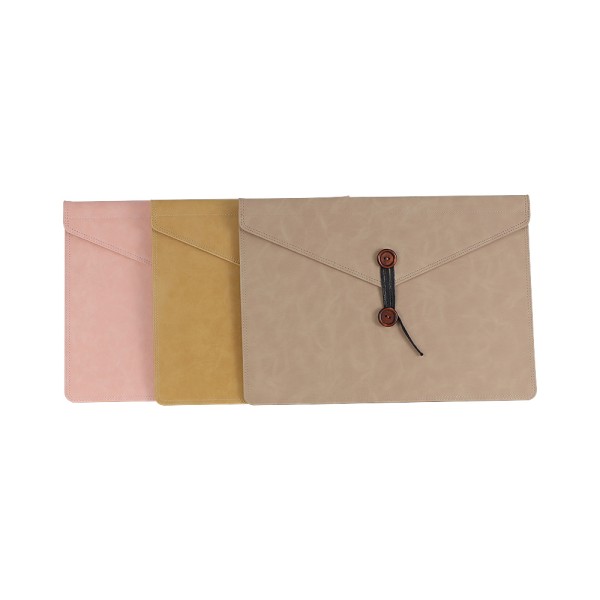 New arrival Wooden buckle computer sleeve Envelope briefcase bag PU Laptop Sleeves for MacBook