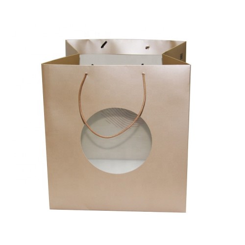 Eco-friendly Wholesale  Large Size Cardboard Paper Large-capacity with Clear Window paper bag with paper handle