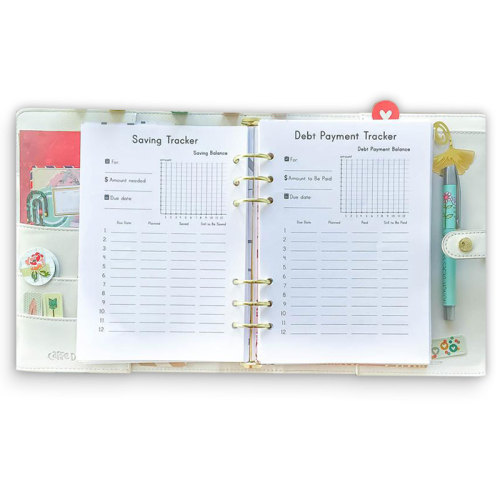 Custom 12 Month Loose Leaf A5 Money Cash Budget Binder Planner with Envelopes