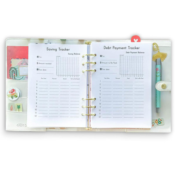 Custom 12 Month Loose Leaf A5 Money Cash Budget Binder Planner with Envelopes