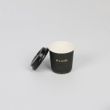 4oz 8oz 12oz disposable double wall gold foil stamping custom logo all black hot coffee paper cup  with PS lid