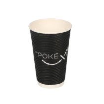 16oz black ripple wall paper cup with cover custom printed logo