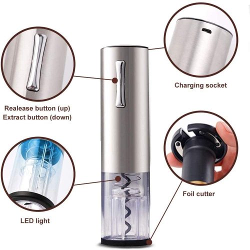 Wine Gift Set Stainless Steel Automatic Electric Wine Bottle Opener Cordless Wine Bottle Opener with Charging Base