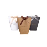 Matt Black Big Size Kraft Paper Bag Gift Bags Wedding Party Favor Candy Bag with Ribbon
