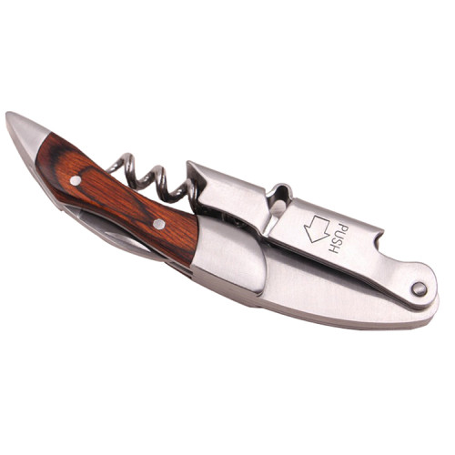 Wood Handle 3-in-1 Wine Key  Professional Double-hinged Waiter's Corkscrew Wine Opener