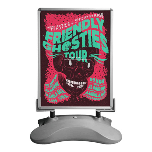 Wind Resistant A1 Gray Poster Stand Water Filled Base Pavement Sign For Outdoor Display