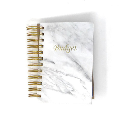 A5 Marble Custom Printing Spiral Monthly Budget Financial Planner Organizer with Sticker
