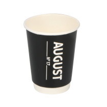 12oz double wall paper cup black cup for hot drink beverage