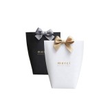 Matt Black Big Size Kraft Paper Bag Gift Bags Wedding Party Favor Candy Bag with Ribbon