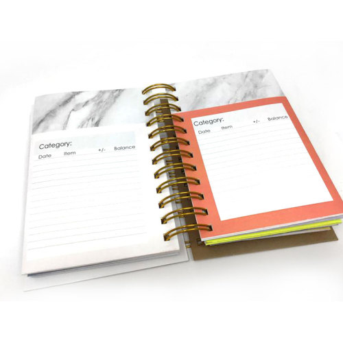 A5 Marble Custom Printing Spiral Monthly Budget Financial Planner Organizer with Sticker