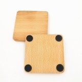 Custom logo round  wooden coaster set laser cut wood coaster carving