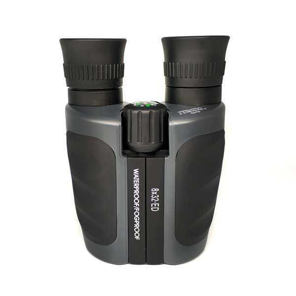 Anti-porro Black Gray  Waterproof Fogproof  8x32 ED Glass Black Binoculars with Compass