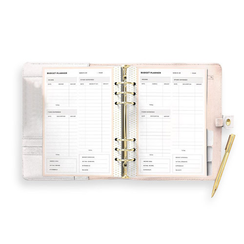 Custom Pink Pu Leather Daily Budget Binder Planner